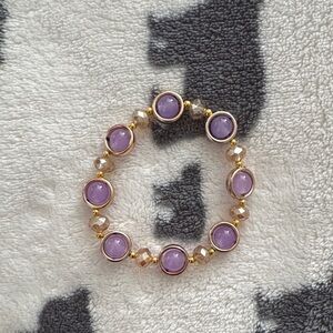 Elegant Purple and Gold Beaded stretchyBracelet